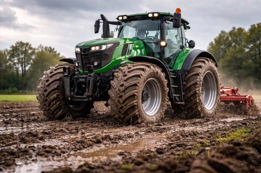 Landwirtschaftsreifen bei Schlechtwetter-Bedingungen